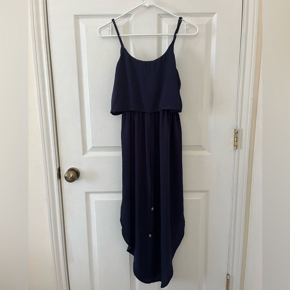 NERLEROLIAN Navy High Low Dress